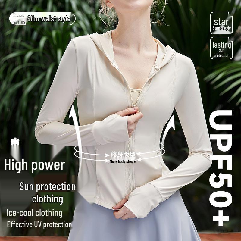 

Women s UPF50+ Ice Silk Hooded Sunscreen Jacket - Summer Sports Outdoor Anti-UV Protection Top Medium