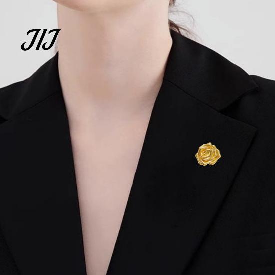 Zinc Alloy Brooch Vintage Golden Plated Rose Brooch, Metal Flower Lapel Pin for Dainty Badge Women, Relief Floral Suits Dresses Shirts Scarves Scarf