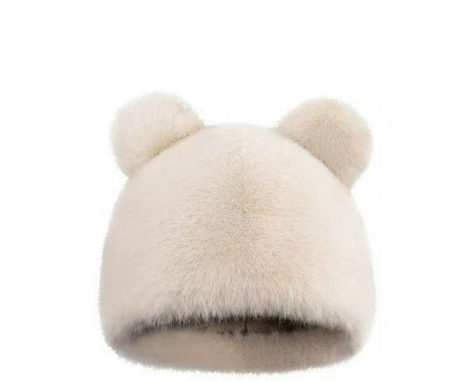Женская милая теплая плюшевая шапка-мишка - искусственная норка, толстая и универсальная для осени/зимы