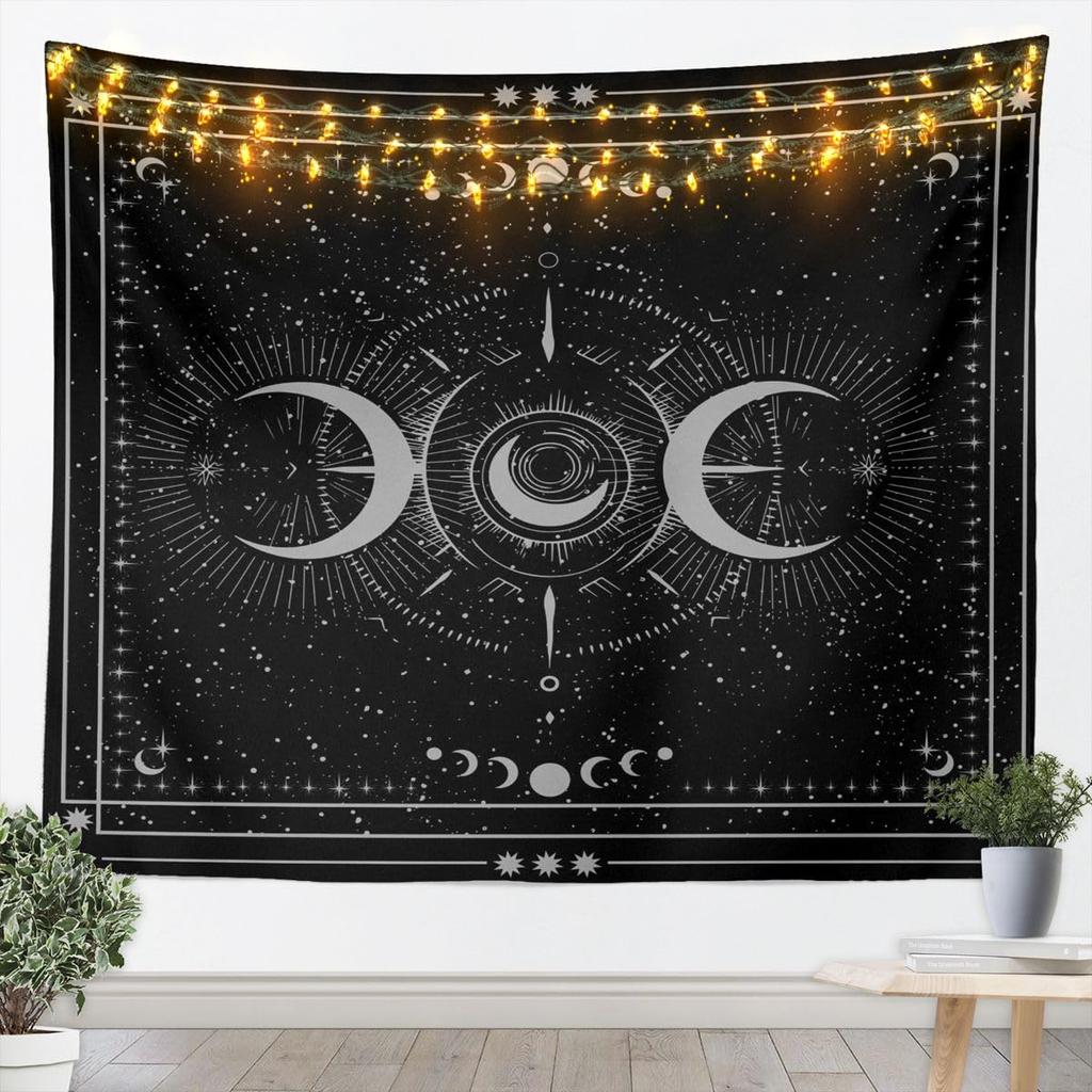 Bohemian Tapestry for Bedroom | Sun and Moon Wall Tapestry Aesthetic Antique Decor Cosmic Galaxy Tapestries, Universe Stars