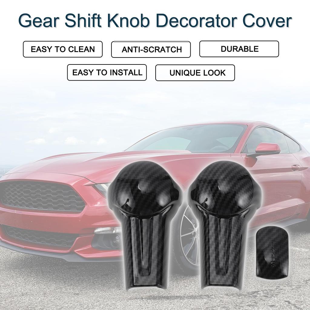 TUCKBOLD Gear Shift Knob Decorator Cover for Ford Mustang Console Interior Trim Sticker Styling Decor Carbon Fiber Black with Adhesive Backing