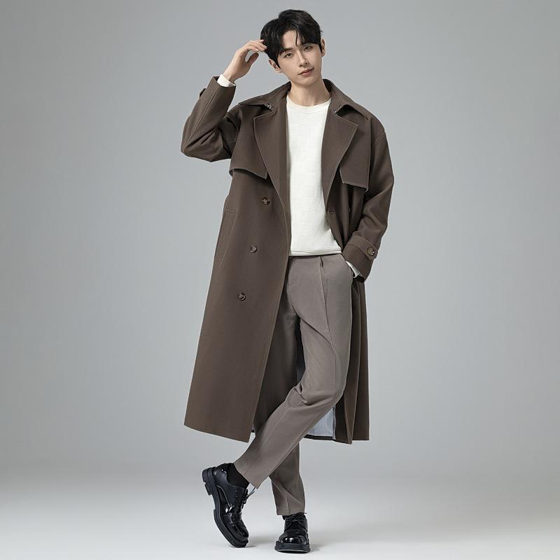 

Мужской тренчкот, свободный двубортный, с зазубренными лацканами, с поясом, ветровка, длинное повседневное ветрозащитное пальто 6XL коричневый