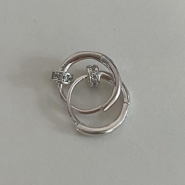 PONYKISS Серьги-кольца из стерлингового серебра с цирконами для женщин Классические Изящные Минималистичные Геометрические Аксессуары