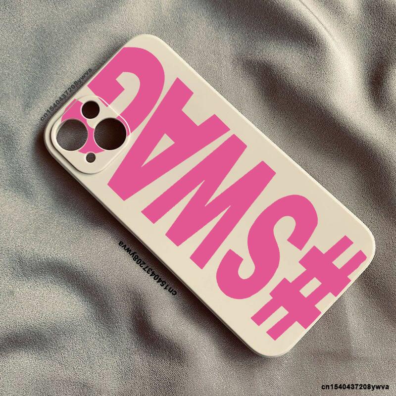 Pink English Letters SWAG Phone Case For Samsung Galaxy A37 A57 F06 M16 A26 A06 A56 A36 A06 A35 A55 A15 A54 A34 A14 A05 4G 5G