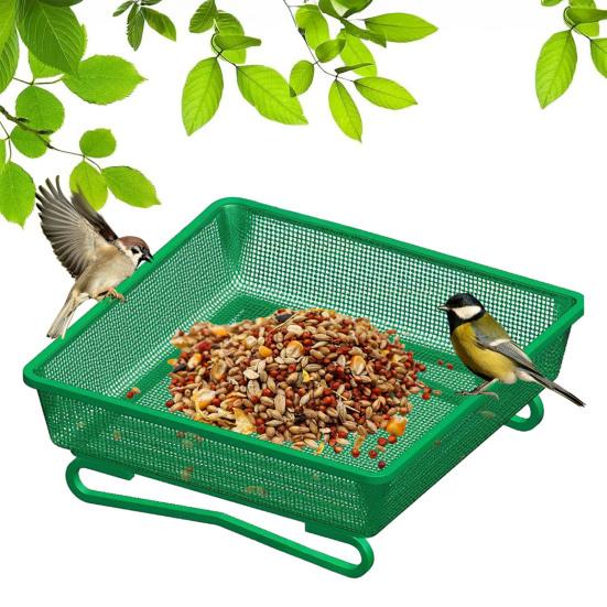 Metal Square Birds Feeder Tray Wild Birds Seeds Feeding Mesh Tray Outdoor Hummingbird Feeder Station for Outside Backyard
