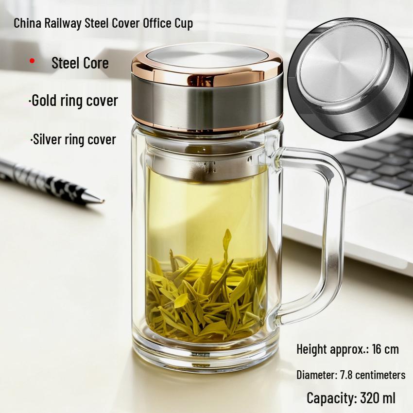 High-Temperature Resistant Double-Layer Printed Borosilicate Glass Tea Cup