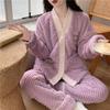 Autumn/Winter Coral Velvet Pajamas for Women Warm Casual Flannel with Velvet Thickened Can Be Worn Outside The Home Suit