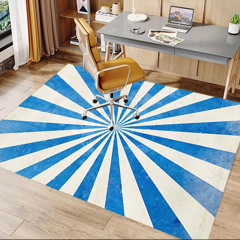 1PC Blue Stripes Sunburst Extra Large Non Slip Floor carpet, Office, family, bedroom Large Area Rug Indoor Rugs, Vibrant Colors