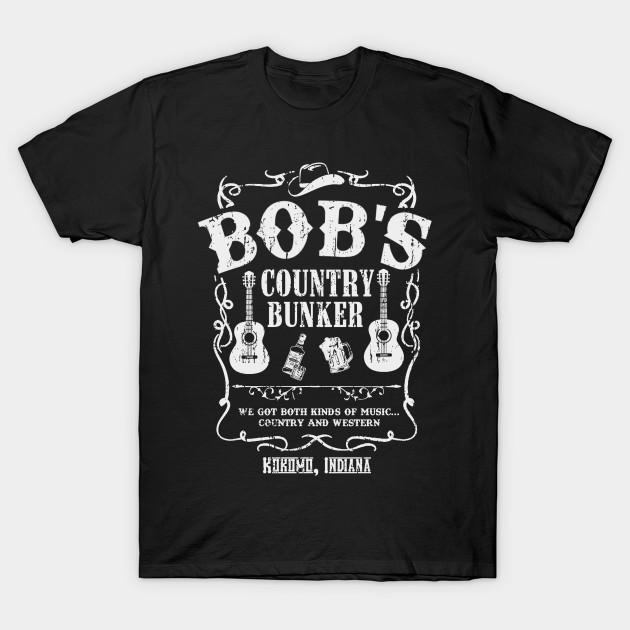 Men Black Print T-shirt Bob S Country Bunker No-Cut Transfer Paper Print Cotton Tshirt S чёрный