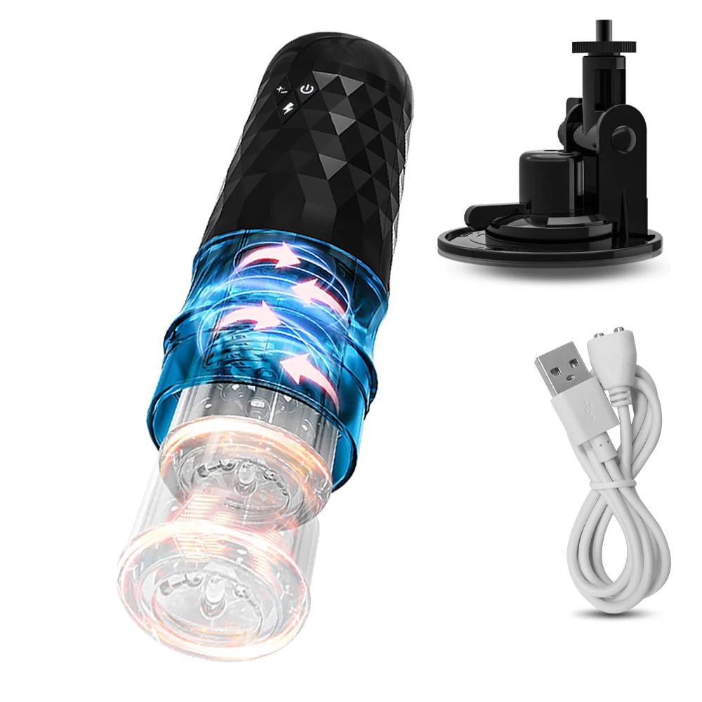 Telescopic Rotation Male Masturbator Cup Vagina Masturbation Blowjob Male Piston Automatic Mastubator Adults Sex Toys for Men
