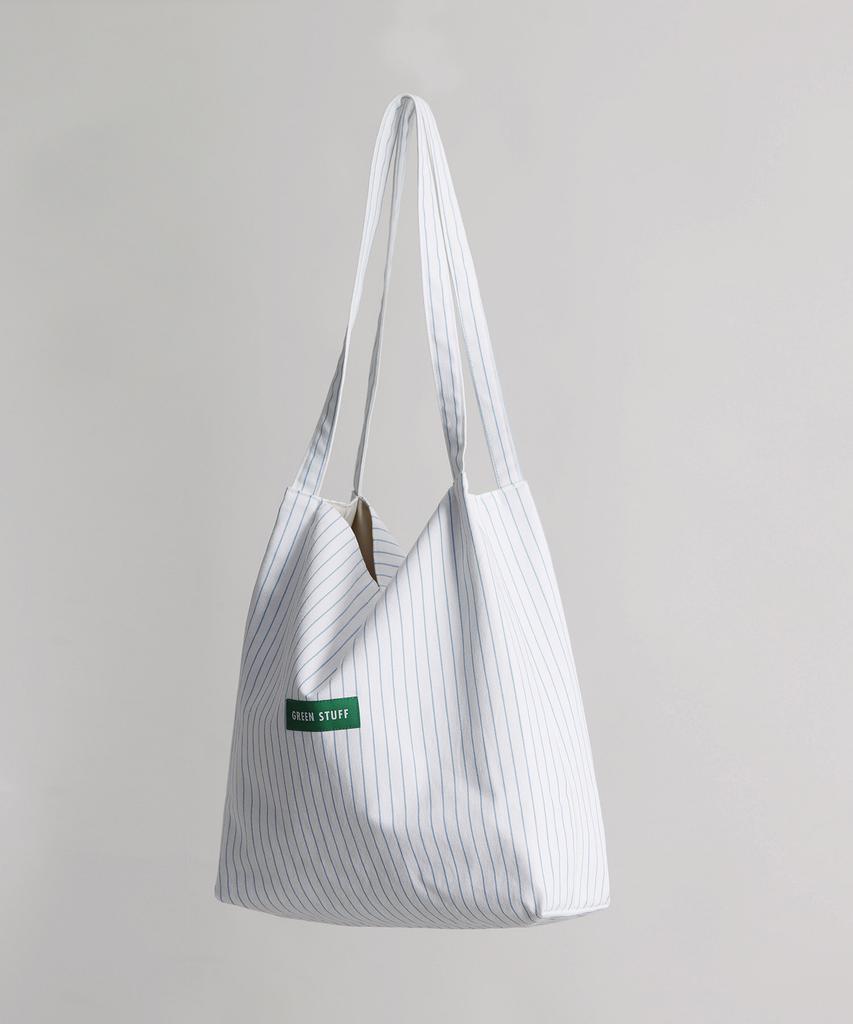 Green Stuff Effortlessly Boxy Shopper Bag 53 Cotton Stripe - White