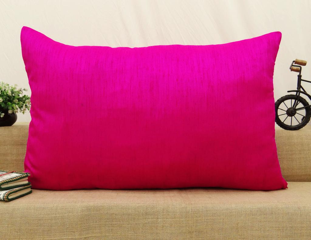 Pillow Sham Solid Magenta Dupion Silk Throw Home D    Cor Cushion Cover - Choose