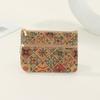 Fashion Cork Coin Purse Ethnic Style Double Layer Zipper Money Bag Luxury Retro Clutch Pocket Wallets
