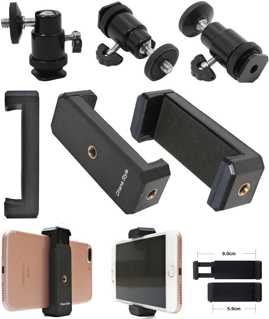 Camera Hot Shoe Smartphone Adapter Free Head 2way Smartphone Holder Tilt Angle Adjustable Ball Head Shoe Mount Stand Bracket Shoe (Smartphone Mount)