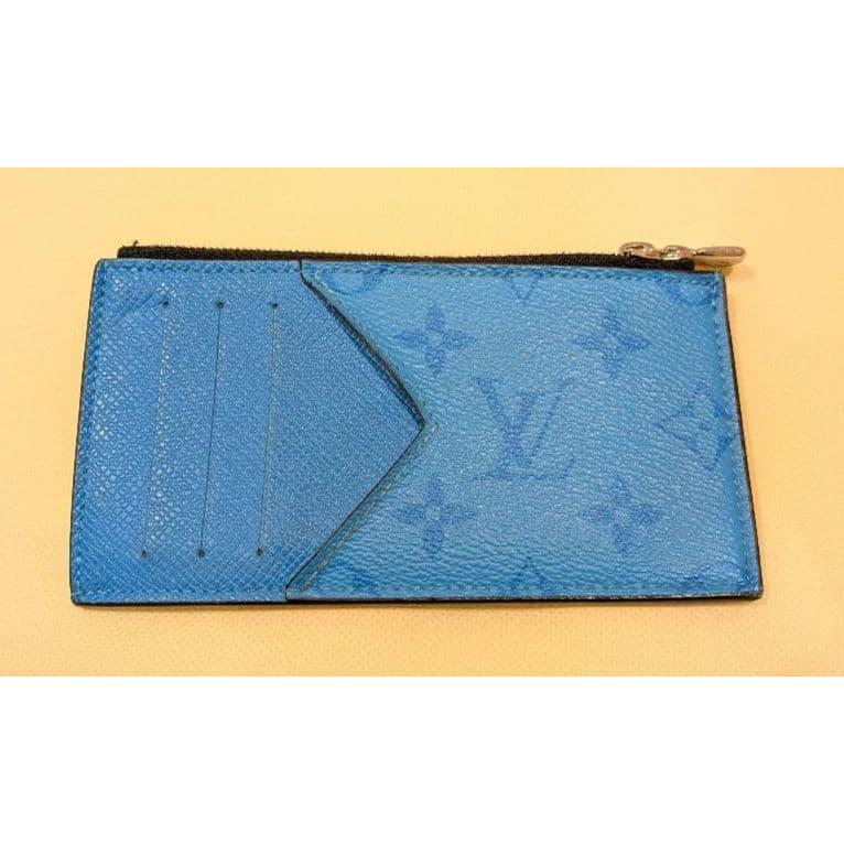 Used Louis Vuitton Monogram Taigarama Blue Coin Case