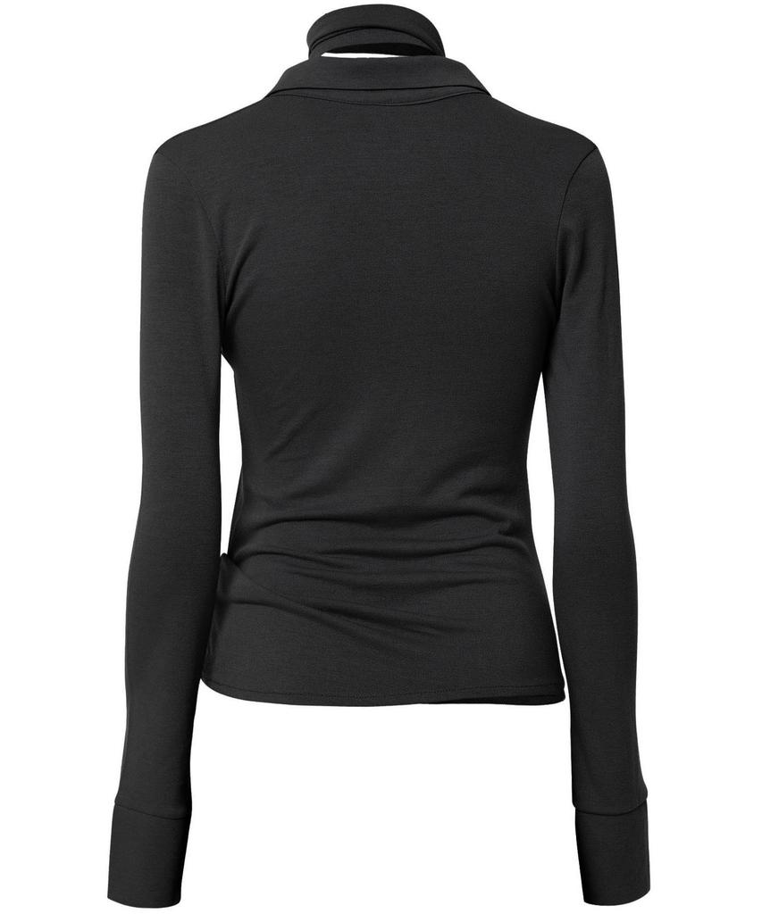 Peulleeoeob Asymmetrical Draped Shirt (Fl-186_Black)