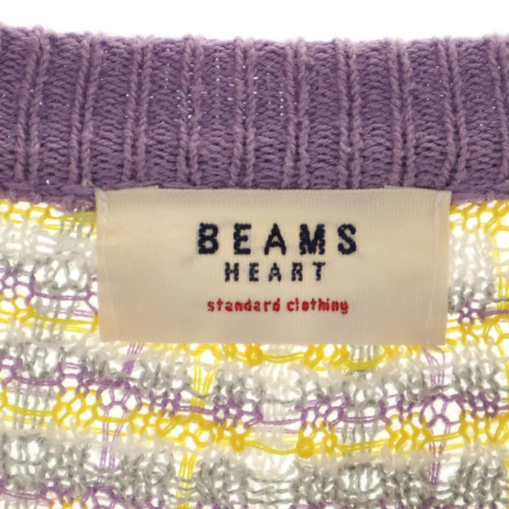 BEAMS HEART Kurzarm Strick Gelb Damen Gebraucht