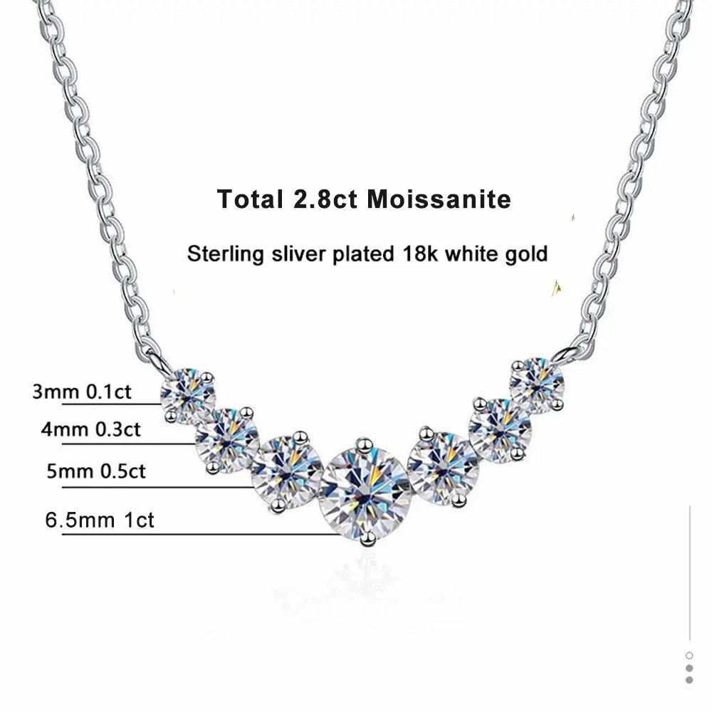 D VVS1 Moissanite Necklace for Woman Wedding Fine Jewelry with Certificates   Sliver Plated 18k White Gold Necklace