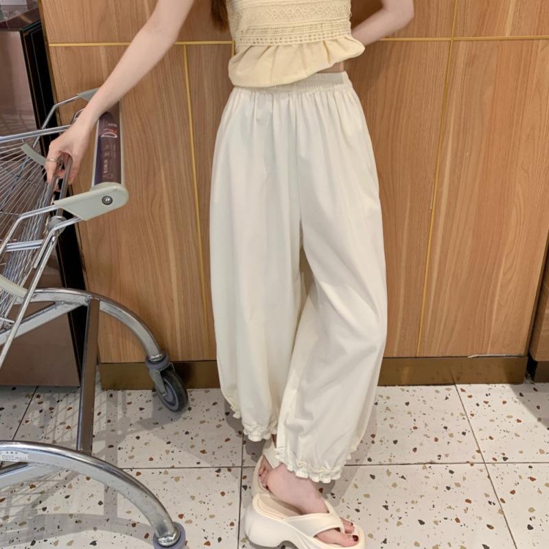 Women's Summer 2026 Quick-Drying High-Waisted Wide-Leg Pants: Slimming, Loose, Casual, Elastic Waist for Petite Sizes