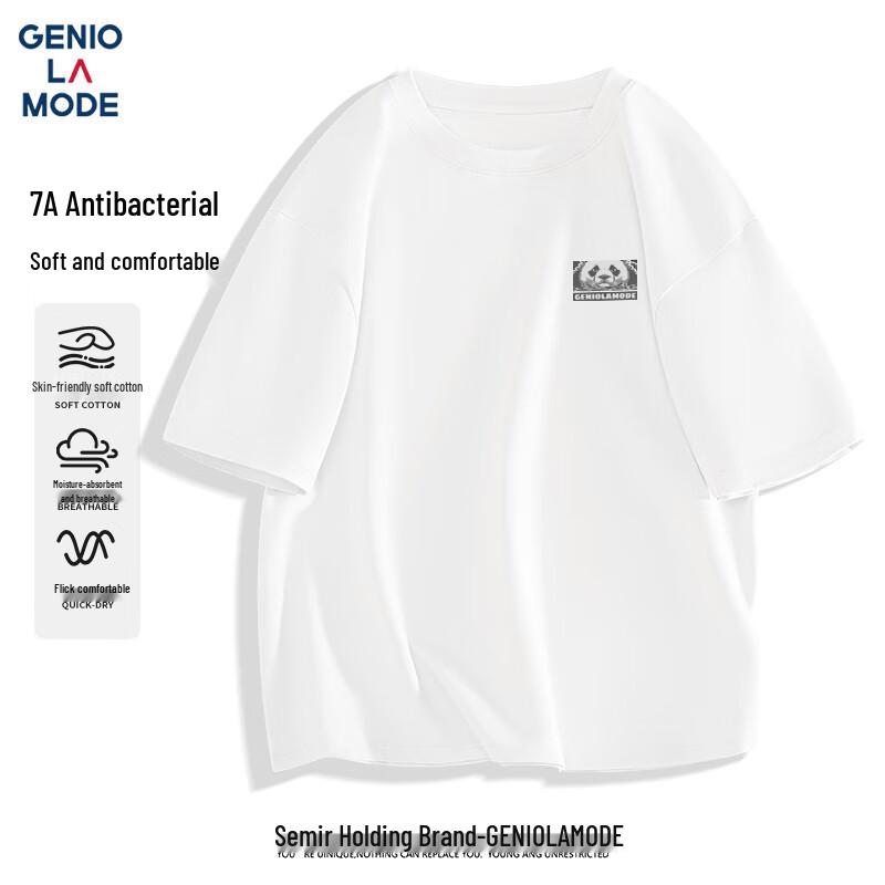 GENIOLAMODE Men s Antibacterial Round Neck Loose Fit Printed Short Sleeve T-Shirt 3XL
