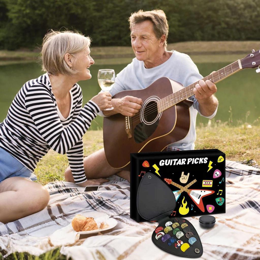 24-Day Guitar Picks Advent Calendar, Musical Christmas Countdown Box with 24 Picks for Acoustic, Electric, Bass, Holiday Gift