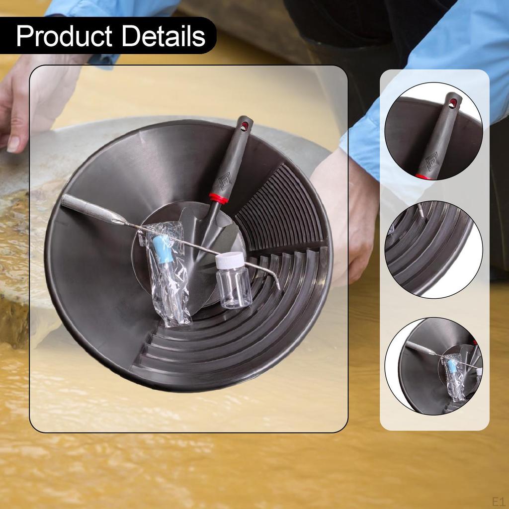 Gold Panning Kit Lightweight Prospecting Pan with Small Trowel and Hook Collection Tools Outdoor