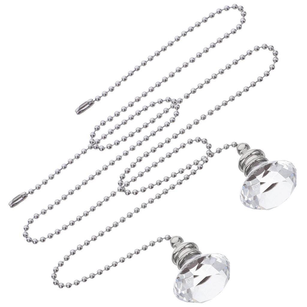 2Pcs Crystal Fan Chain Pull Extenders Decorative Hanging Pull Cord Replacement for Ceiling Fans Light Fixtures Pendant Charm