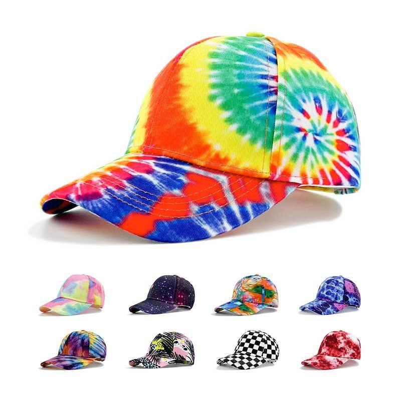 Dye Tie Print Baseball Cap Hip Hop Color Block Graffiti Visor Hat Protection Sun