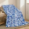 Blue and white porcelain Throw Lightweight 240g Flannel Blanket Soft Skin-friendly for Summer Cooling