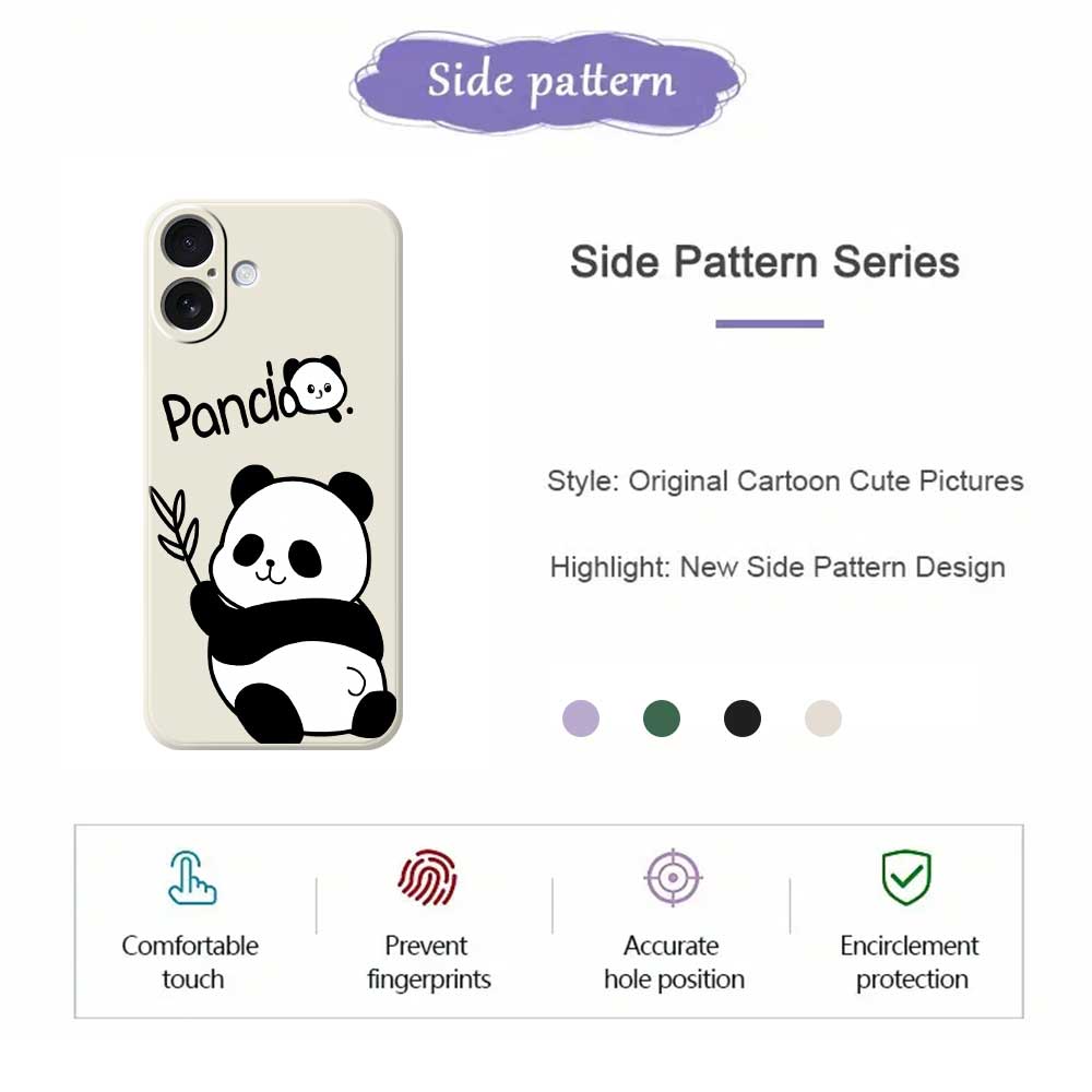 For iPhone 17 Case Panda Pattern Printing Straight Edge TPU Phone Back Cover