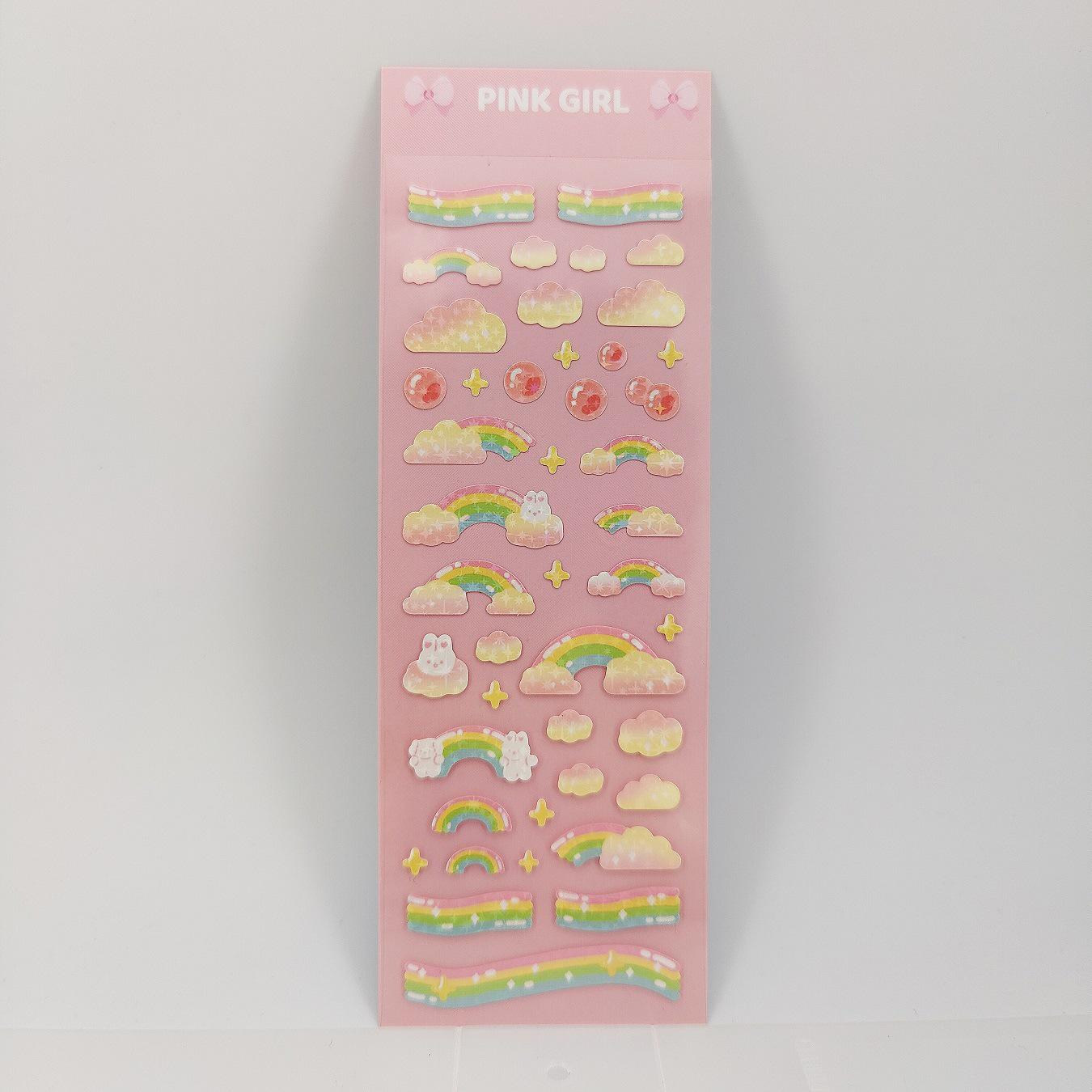 Korean Style Cartoon Guka Stickers - Rainbow Bow & Cute Laser Designs
