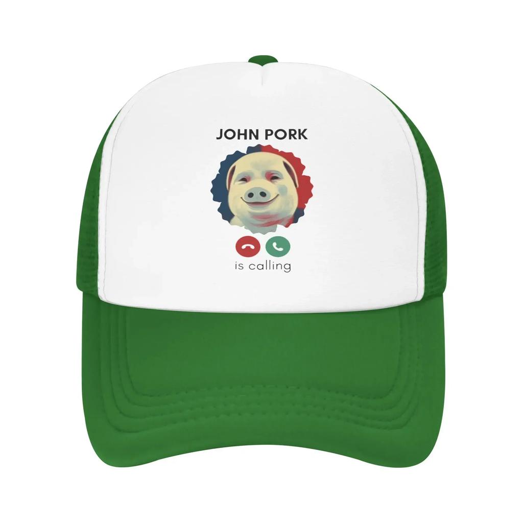 New Design Funny John Pork Is Calling Camping Mesh Baseball Caps Women Men Summer Humor Pig Beach Hat Fishing Trucker Cap
