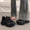 Popular Fried Street Thick-soled Heightening Dad Shoes Women's Spring and Autumn Versatile Feet Small 2025 New Black Casual Sports Shoes
