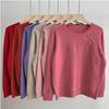 Women's Plus Size Wool Sweater Loose Fit Rhinestone Embroidery Knit Pullover Sweater Solid Color Soft Knit Top