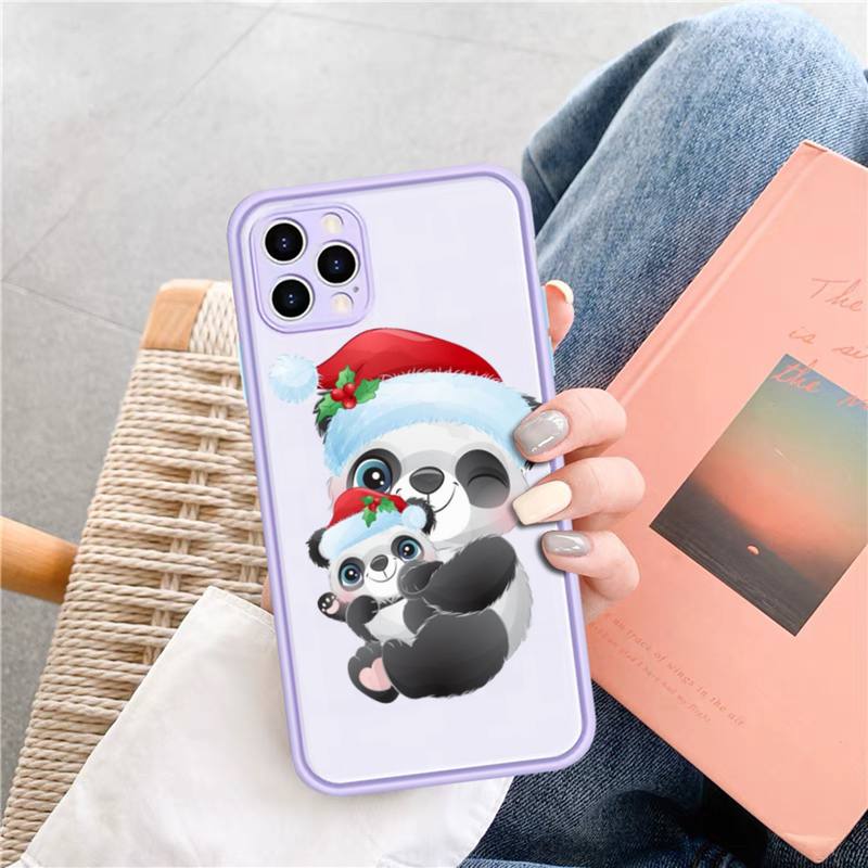 Cute Panda Phone Case for iPhone X XR XS 7 8 Plus 11 12 13 Pro MAX 13mini Translucent Matte Case