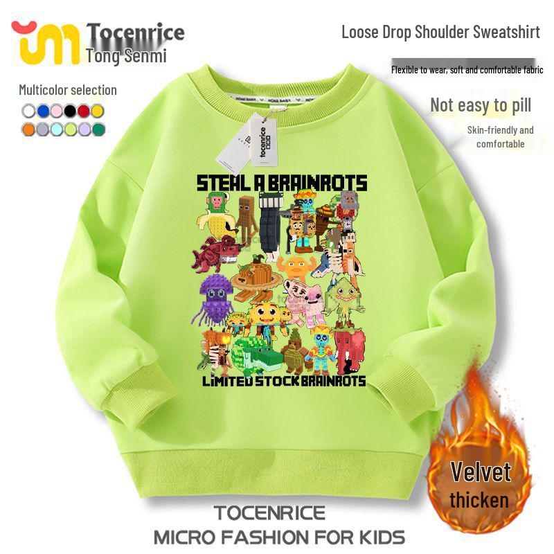 Roblox Shanhaijing Boys' & Girls' Round Neck Plus Velvet Hoodie