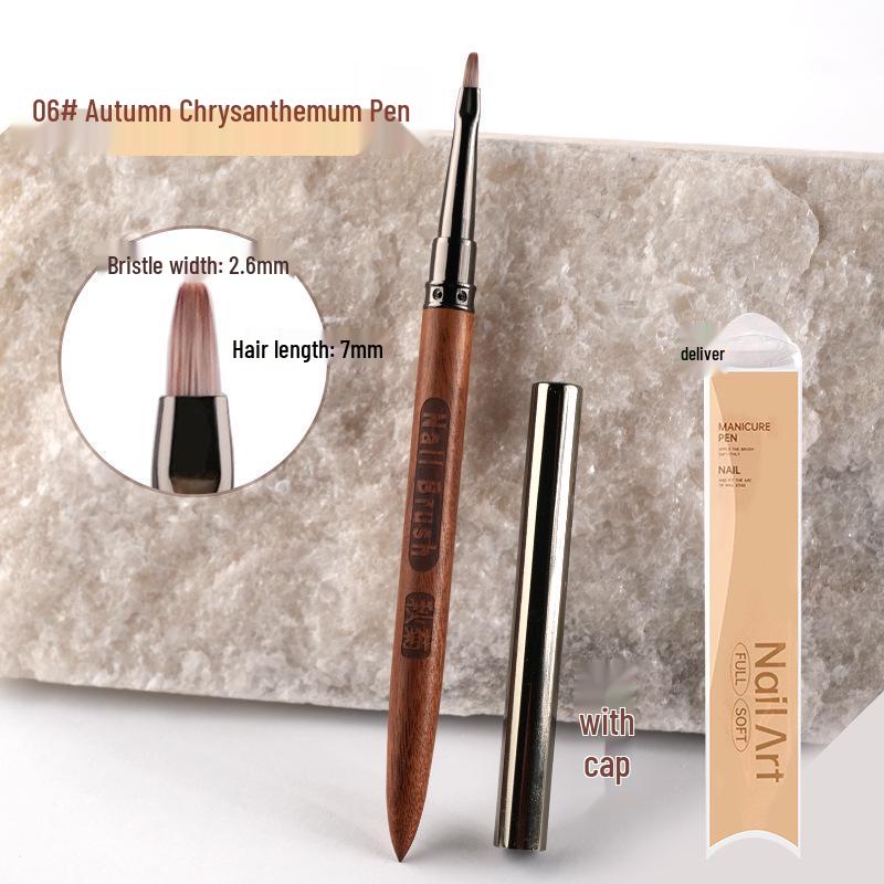 Popular Sandalwood Nail Art Brush Set: Liner, Triangle, and Flower Design Pens
