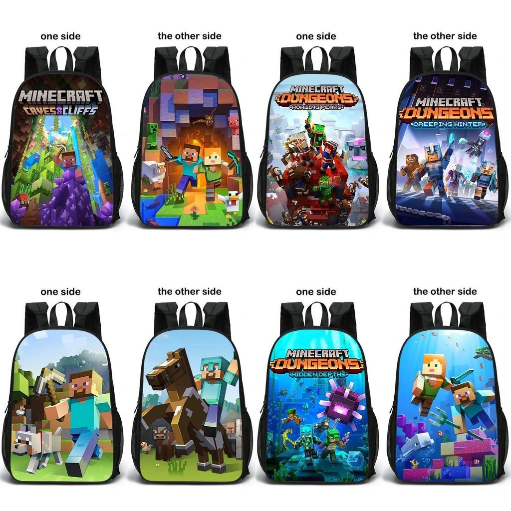 Minecraft Pattern Double Sided Schoolbag Backpack Breathable Bag Fashion Gift