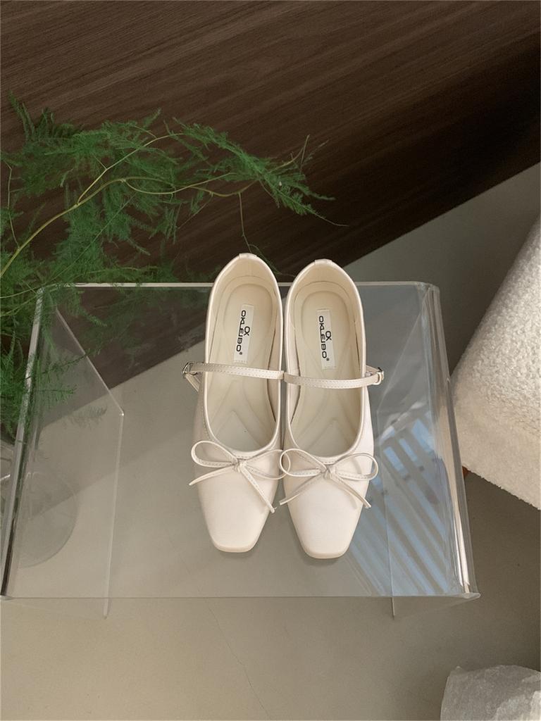 French evening breeze bow niche Mary Jane shoes women's 2025 autumn new thick heel with skirt single shoes ladyshoes