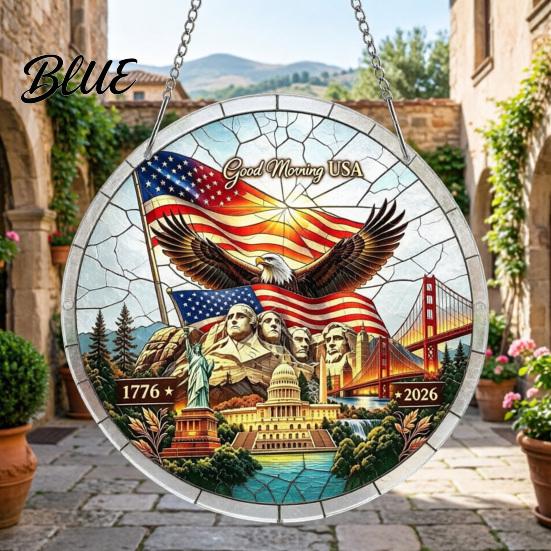 Decorative Sun Catcher For Home 4th of July Acrylic Puzzle Suncatcher Patriotic Window Hanging Ornament 250th Anniversary Decoration America Jigsaw