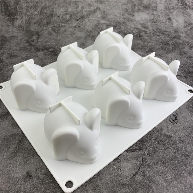 6-cavity Mouse Mold Mousse Cake Dessert Baking Chocolate Silicone Mould Kitchen Bakeware Fondant Cake Decorating Tools