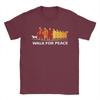 Unisex T-Shirt Retro Walk for Peace Mönche mit Aloka Hund Minimalistisch Zen Lässig Baumwolle T-Shirt Rundhals Kleidung Geschenk