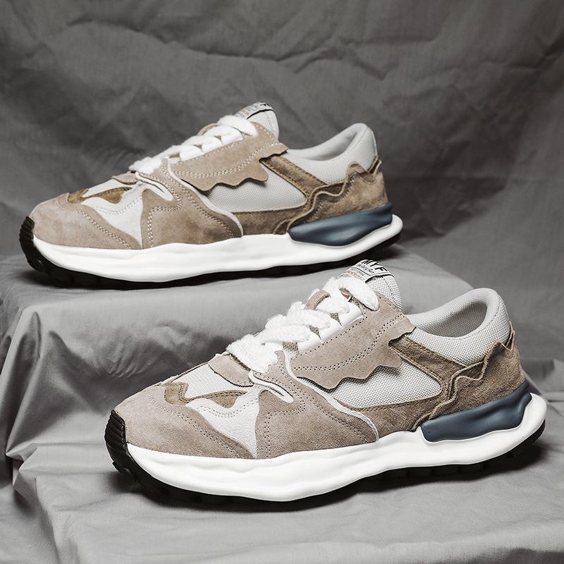 Men's Trendy Breathable Retro Sneakers: Thick-Soled Casual Fashion Shoes