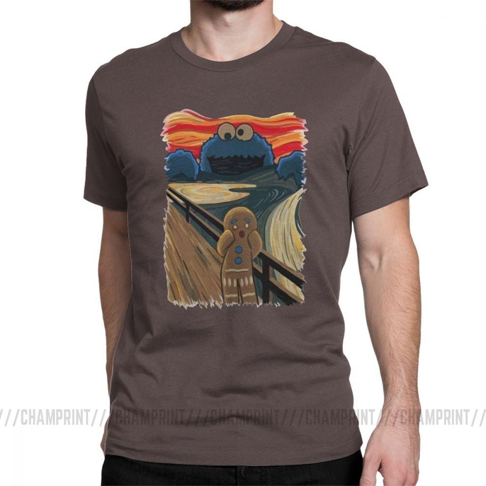 Famous Painting Harajuku Clothing Shouting Screaming Gingerbread Men S T Shirts Sesame Street Tee Shirt Cookie