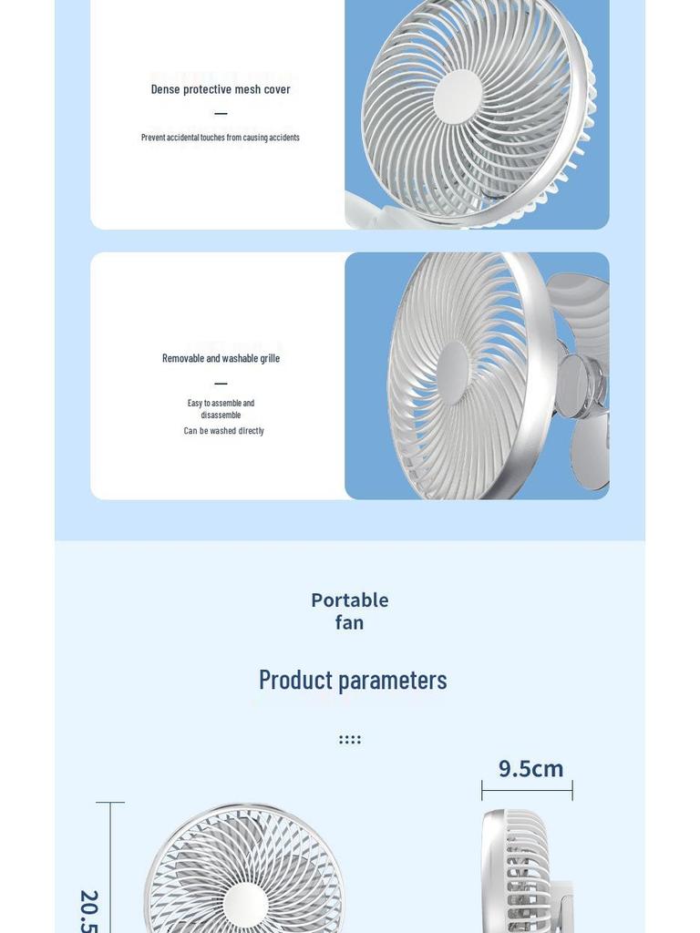 2025 Portable Silent Desktop Fan for Students with Free Rotation and Rechargeable Battery