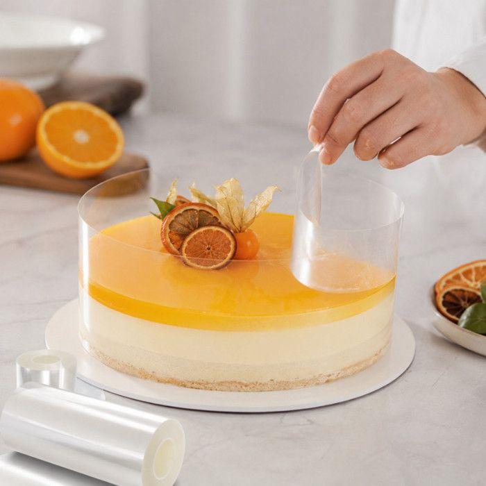 Lot de 2 Rouleaux Rhodoïd Alimentaire 8 cm x 10 M – Ruban Transparent Cerclage, Décoration de Gâteaux, Pâtisserie et Entremets