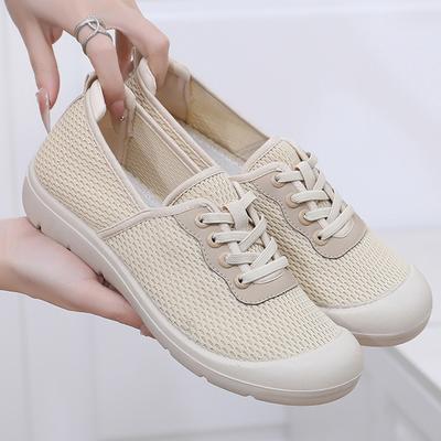 Schoenen dames lente en herfst nieuwe enkele schoenen casual veelzijdig ademend ronde neus slijtvaste schoenen instapper dames enkele schoenen