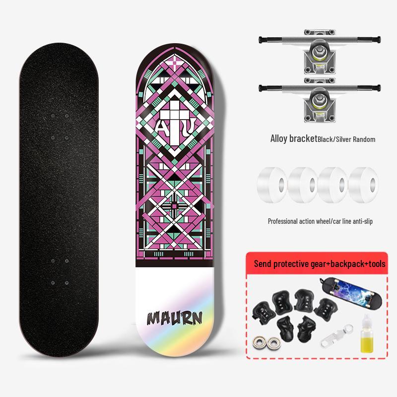 Beginner Entry-Level Double Rocker Skateboard for Street Cruising - Professional Short Board for Boys, Girls, and Adults