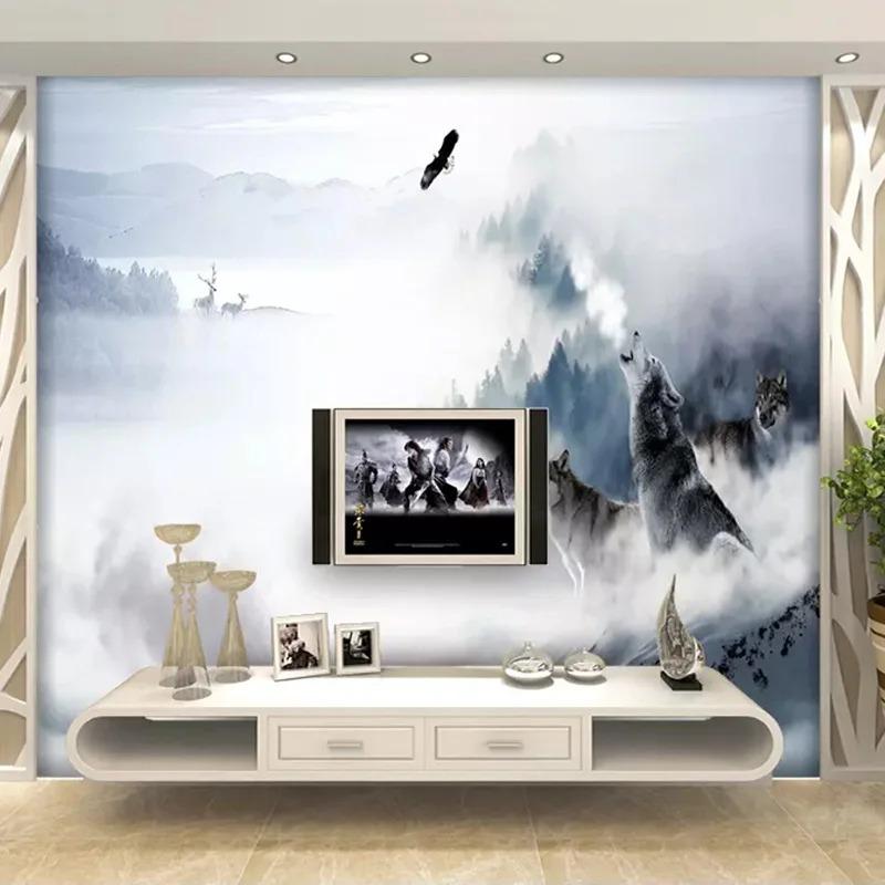 Custom Mural Wallpaper Modern Mountain Pattern Wolf Elk Photo Wall Painting Living Room Background Wall Decor Photo Murals