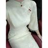 New Chinese-style improved cheongsam women's autumn 1011 new beige daily wear elegant temperament national style dress